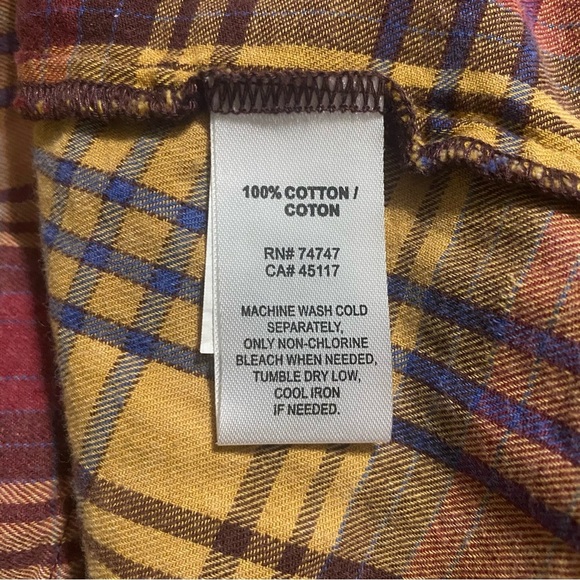 Natural Reflections Brown Red Plaid Cotton Cotton Button Up Top - Picture 5 of 5